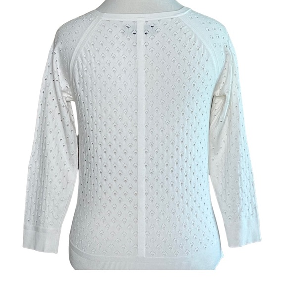 rag & bone White Lightweight Sweater. Detailed with Open Weave Eyelets - Picture 3 of 5